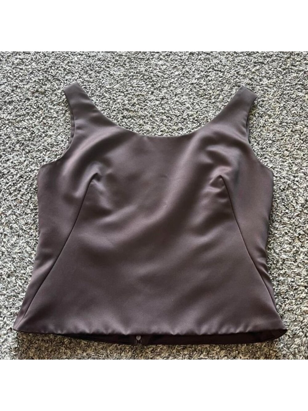 Vintage Vera Wang Brown Satin Tank Top size 12 Minimalist Party Closet Staple